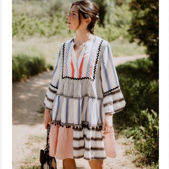 Devotion TWINS Dresses & Skirts - Devotion Twins Stripe Swing Dress Red Blue Greek Size XS